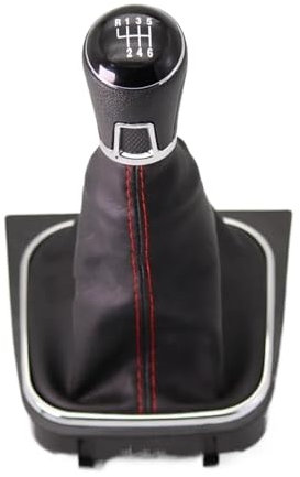 Auto Schalthebel Schaltknauf Für VW Für Golf 5 6 Für Golf Für A5 MK5 R32 Für GTD Für GTI 2004-2013 5 6 Geschwindigkeit Getriebe Stick Ebene Schaltknauf Mit Leder Boot Auto Shifter (Color : 6 Speed Kn