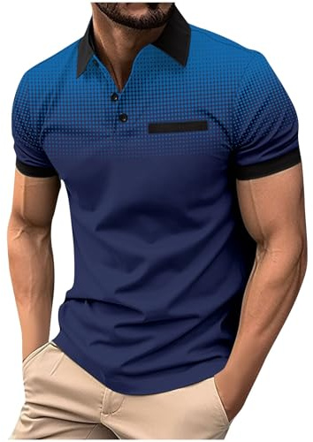 Generic Poloshirt Herren Kurzarm Sommer T Shirt 2024 Regular Sportshirt Passform Workout Fitnessshirt Stretch Sportstyle Outdoorshirt mit Tasche Strand Shirt Bequeme Casual Tops Herren Sale