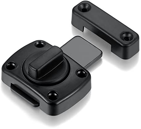 INIRET 4 Packs Rotate Bolt Latch Gate Latches Safety Door Lock,Pet Door Lock, Cabinet Furniture,Windows,Bathroom,Antique Lock Gate Latches Wine Cabinet Closet Door Latches (Black_4 Pack)