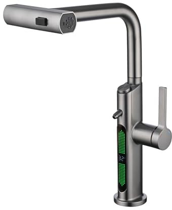 BEITH Robinet de Cuisine Extractible, Cascade, Pur, Affichage Numérique LED, 3 Modes de Débit d'eau, Mitigeur Cuisine à Poignée Unique