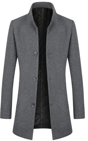 Allthemen Manteau Homme Hiver Long en Laine Epais Pardessus Parka Chaud Veste Coupe Vent Col Montant