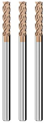 Cleqee Lot de 3 fraises à queue en carbure de tungstène, fraise carrée de 5 mm, revêtement AlTiN, 4 lames de foret hélicoïdal CNC en carbure cémenté - Longueur de la lame : 15 mm - Longueur totale :