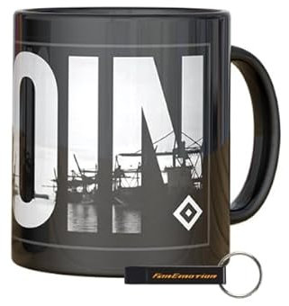 Hamburger SV HSV Tasse „Bosse“ – Offizieller Fanartikel – 0,3l Becher mit MOIN Schriftzug & Hafenmotiv – Keramik – spülmaschinenfest