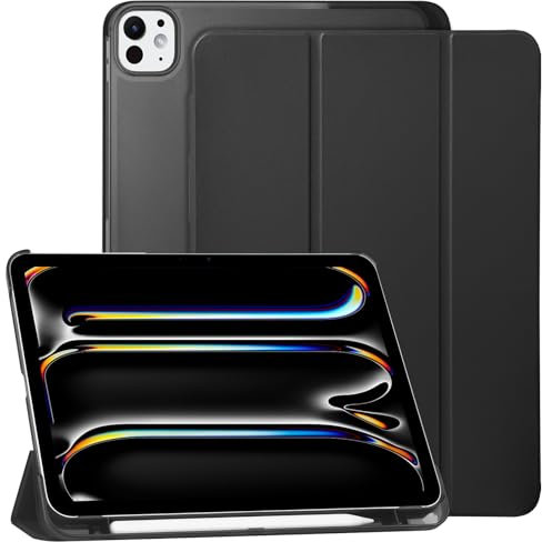 GOZOPO Funda para iPad Pro 11 (2024) M4, Funda Delgada con Soporte para Bolígrafo, Función de Encendido y Apagado Automático (Negro)