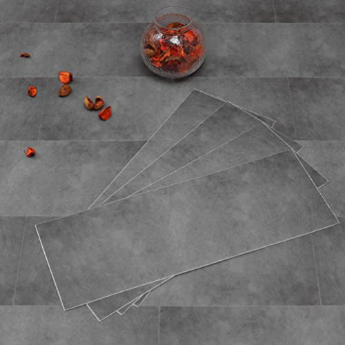 Elffloor PVC Bodenbelag Selbstklebend Vinylboden, Reiniger Wasserdicht Bodenbelag für Wohnzimmer Schlafzimmer Küche und Badezimmer Bodendielen Grau 40X15cm, Dicke 0,7mm 50Stk