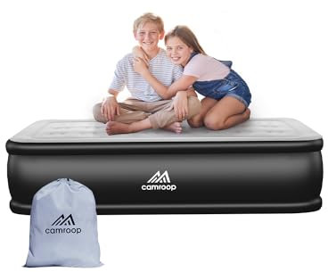 Aufblasbare Matratze 190 x 99 x 46 cm, aufblasbare Matratze mit integrierter Pumpe für Zuhause, Reisen und Camping, Maximalgewicht: 300 kg (Schwarz und Grau, Einzel)
