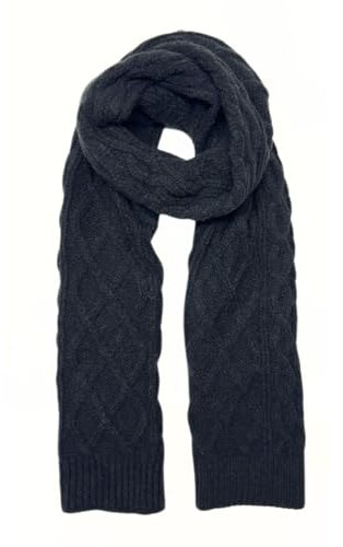 Humble Hilo Basic Strickschal für Damen oder Herren Strickschal Winter Großer Halstuch, Zopfmuster, Schwarz, Einheitsgröße