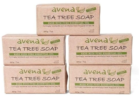 Tea Tree Soap Bar 200g – Handmade with Pure Tea Tree Essential Oil (5 Bars (200g))