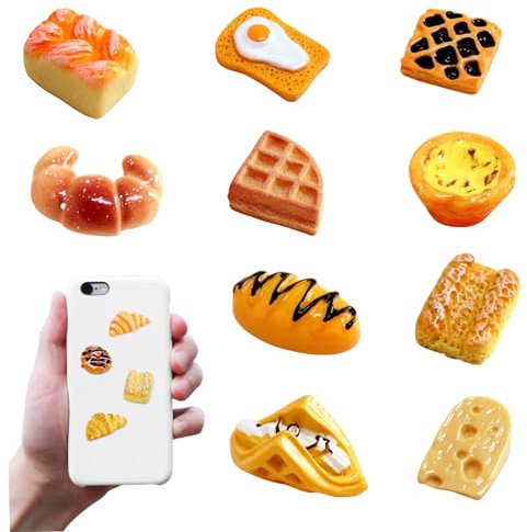 Wichtel Zubehör, Dolls House Accessoires, Miniaturbrot 10 Stück Harz Künstlich niedlich leichtes Leichter tragbares Mini Brot Modell Doll House Accessoires für Kinder Kopfbedeckung Telefon Dekoration