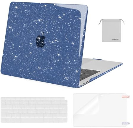 MOSISO Custodia Compatibile con MacBook Air 13 Cover M1 2021 2020 2019 2018 A2337 A2179 A1932, Glitter Case per MacBook Air M1 Cover 13,3'' Pollici&Copritastiera&Pellicola&Borsa, Blu Notte