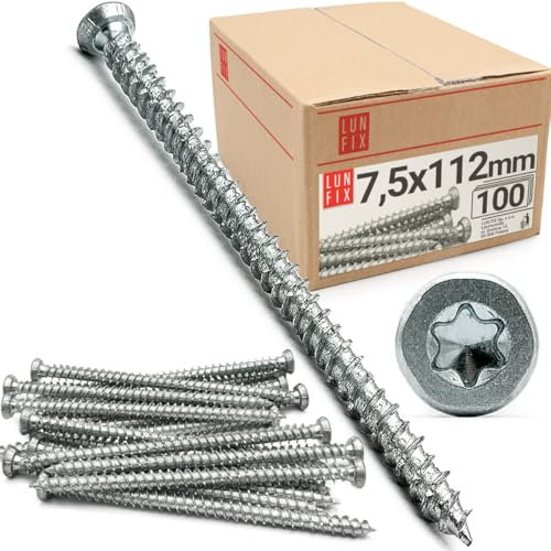 Lot de 100 vis de cadre de fenêtre à tête fraisée 7,5 x 112 mm