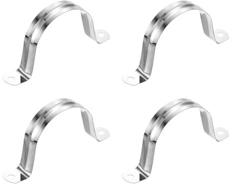 sourcing map 4Pcs Rigid Pipe Straps, 60mm(2.36) 201 Stainless Steel 2 Hole U-Shaped Bracket Tube Hanger Pipe Clamps for Fixing Pipe Cable