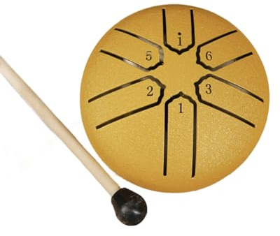 Remingtape 3 Inch 6-Tone Steel Tongue Drum Hand Pan Drums with Drumsticks Percussion Musical Instruments Drum Accessories B