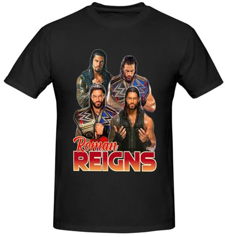 Roman and Reigns T-Shirt für Jugendliche und Erwachsene, kurzärmelig, Rundhalsausschnitt, Oberteil, Schwarz , M