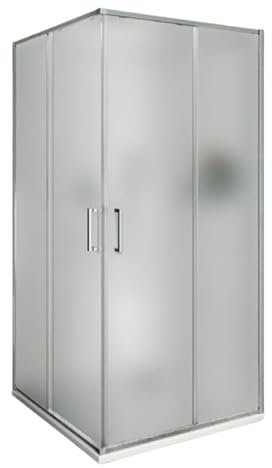 IMPALLI Cabine de douche d'angle H200 cm, extensible 77,5 à 79 cm, 117,5 à 119 cm, cabine de douche, portes coulissantes, verre trempé, 6 mm, profilés chromés, brillant modèle Islande (SATINÉ 80 x