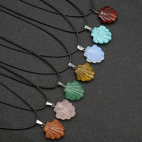 Lot de 50 pendentifs en Pierre Naturelle mélangée en Forme de Coquille Saint-Jacques dans Un Coquillage, 22 mm