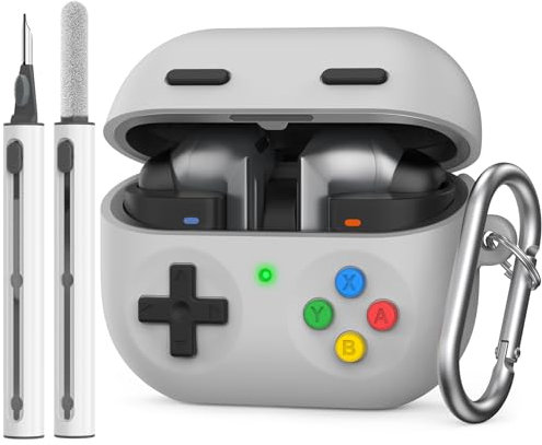 Delidigi Funda Galaxy Buds3 Pro y Galaxy Buds 3 (2024) Silicona Diseño Clásico Consola Juegos Mano Botón 3D para Samsung Galaxy Buds3 Pro con Kit Limpieza & Mosquetón