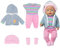 4 Stücke Puppenkleidung 43 cm Puppenzubehör Set mit Kapuzenoverall für Mädchen, Baby Zubehör in Pink und Grau als Geschenk