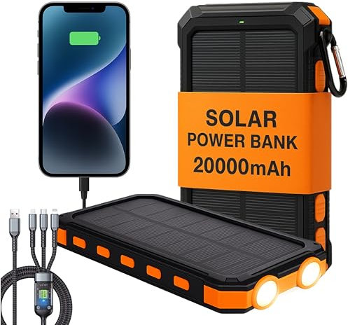 Batterie solaire portable puissante 20 000 mAh, kit de survie UE 2025, chargeur solaire pour téléphone portable, batterie externe, batterie externe, générateur portable