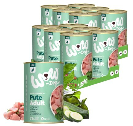 WOW Dog Hunde-Nassfutter mit Pute 12 x 400g | ohne Getreide & Zucker