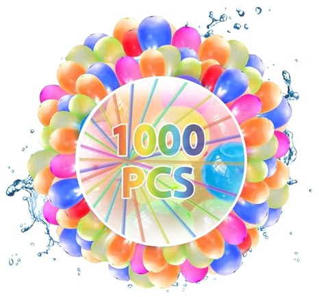 1000-Pack Water Balloons for Kids & Adults Easy Quick Fill, Self Sealing Balloons for Outdoor Water Bombs Fight, Summer Party, Garden Beach Games