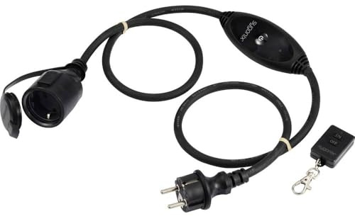 Sygonix SY-6728134 Strom Verlängerungskabel 16 A Schwarz 1 m H07RN-F 3G 1,5 mm² inkl. EIN/Aus-Schalter, für Außenbereic