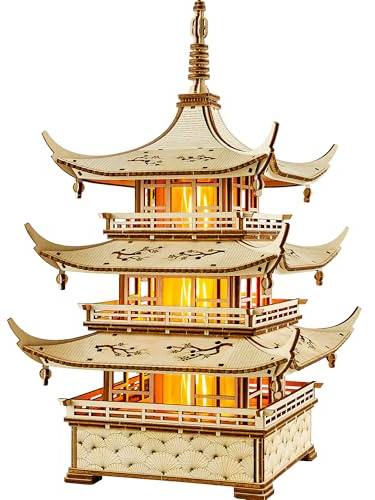 Wood Trick Harmony Tower Pagoda Puzzle 3D en Bois pour Adultes à Construire