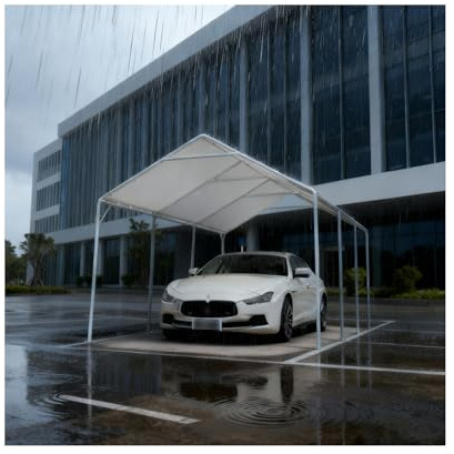 Cochera Exterior Impermeable De Alta Resistencia con Estructura Metálica para Coches, Caravanas, Camiones, SUV Y Tractores(9x9.8)