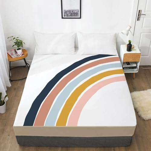 Spannbettlaken 80x200 Rosa Blau Weiß Bettlaken 80x200cm Bed Linen Polyester Bettlaken Atmungsaktiv Matratzenbezug 30cm Tiefe Bed Sheets Weich und Knitterfrei Spannbetttuch