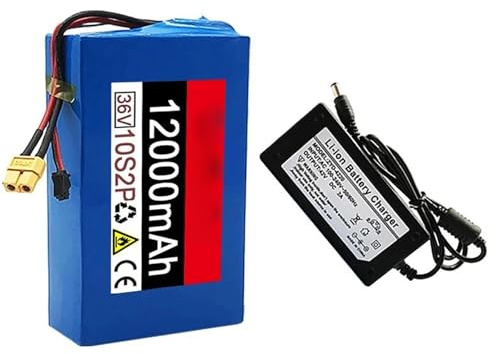Batterie 36 V 12 Ah pour Scooter Électrique/Vélo Électrique, Batterie Lithium Étanche avec Chargeur, Batterie Lithium Rechargeable pour Moteur 500 W (36V 12AH),XT60