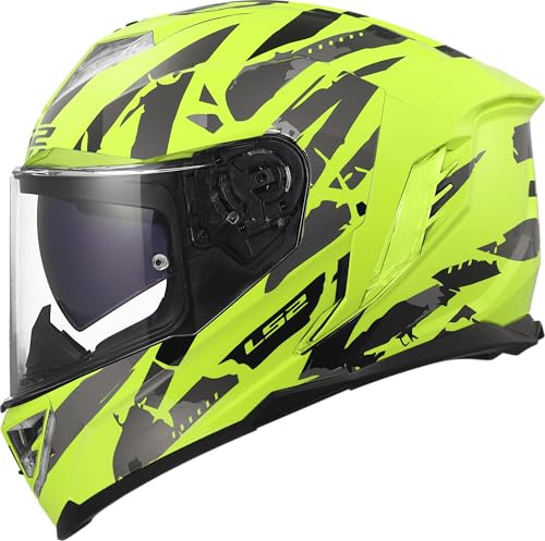 LS2, Integraler Motorradhelm STORM III KAOS H-V Yellow, L
