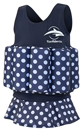 Konfidence Floatsuit Float Suit-Marineblau/Polka, 4-5 Jahre, blau gepunktet