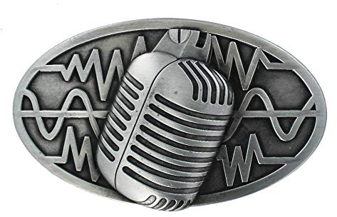 eeddoo® Gürtelschnalle - Mikrofon (Buckle für Wechselgürtel für Damen und Herren | Belt Frauen Männer Oldschool Rockabilly Metall Gothic Wave Rock Biker Western Trucker Casino Skull)