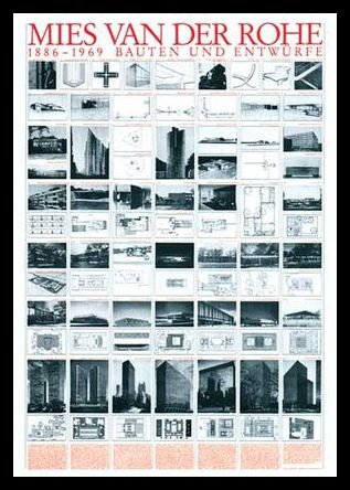 Germanposters Mies Van der Rohe Bauten und Entwuerfe Poster Bild Kunstdruck im Alu Rahmen in schwarz 70x100cm