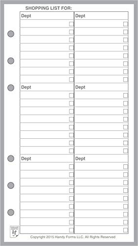 Personal Shopping List. 50 Sheets, 3.75 x 6.75 | For 6-Ring Personal Binders. Incl. Store, Department and Check-Off, Ink-friendly heavyweight paper. Archival Quality.