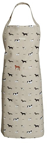 Sophie Allport - Woof Unisex Adult Kitchen Apron, 100% Cotton, with Adjustable Neck Strap and Front Pocket, Dog Print
