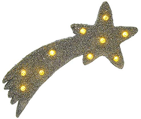 Cometina Argentata con 10 Luci – Cometa Luminosa per Presepe – Decorazione con Effetto Luce – Ideale per Natività – Made in Italy