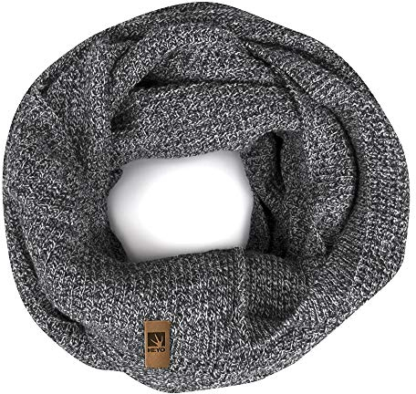 HEYO Rundschal H16025 | Winter Loop Schal für Herren | weiches gestricktes Schlauchschal | warmes Strickschal (Hellgrau)