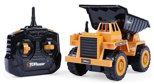 Top Race Ferngesteuerter Muldenkipper 5 Kanal Voll funktionsfähig Baumuldenkipper Ferngesteuerter Baulastwagen Bagger Spielzeug für Kinder ab 3 Jahren
