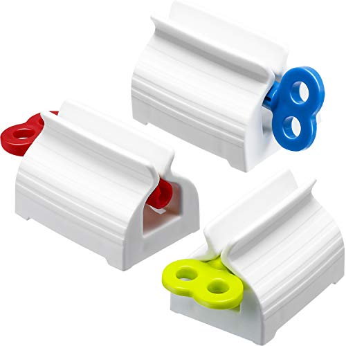 3 Pièces Dentifrice à Tube Roulant Presse-Dentifrice Support de Siège Pivoter Distributeur de Dentifrice pour Salle de Bains (Melange de Couleurs)
