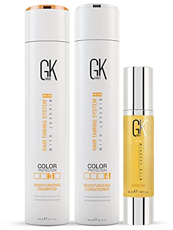 GK HAIR Global Keratin Moisturizing Shampoo and Conditioner Sets (10.1 Fl Oz/300ml) with Anti Frizz Serum Argan Oil (1.69 Fl Oz/50ml) for Dry Damaged Repair - All Types Sulfate Paraben Free Unisexe