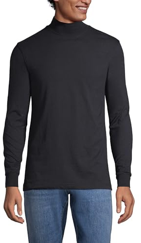 Lands' End - Men's Super-T Polo Neck Turtleneck Top - Ringspun Combed Cotton Blend Jersey - Easy-Care Finish - Traditional Fit - Men's Clothing, Winter Clothes