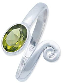 Ring 925 Silber Peridot leuchtend grüner Stein größenverstellbar Edelstein echt Silber Damen Sterling Silber Geschenk (MRV-064-59)