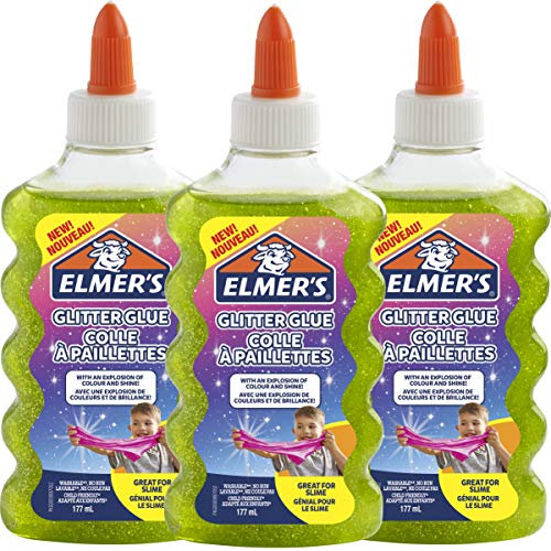 Elmer’s pegamento de PVA con purpurina, verde, 177 ml, lavable, 3 unidad