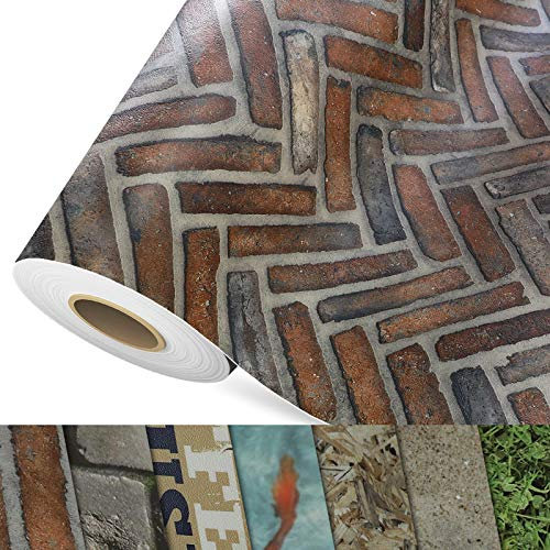 Revêtement de sol CV Caracterra - revêtement de sol en PVC très résistant à l'usure (mousse) - Impression photo brique - Surface structurée - Vendu au mètre (200 x 550 cm)