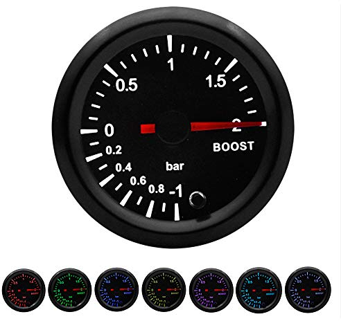 ETOPARS 52mm Automotor Kfz 2 Zeiger Turbo Ladedruckanzeige Messgerät Kit Boost Bar 7 Farbe Lichtanzeige Zeigeranzeige