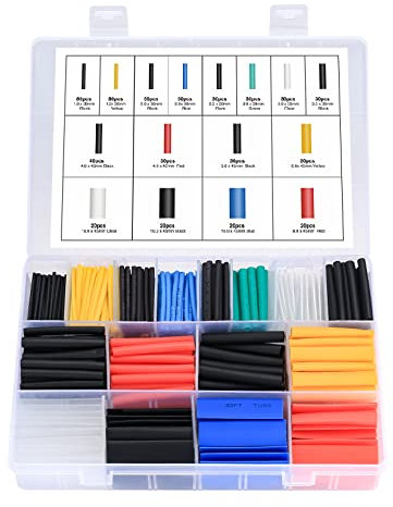 580 Pcs Heat Shrink Tubing, Electrical Insulation Wrap Wire Cable Sleeve Kit with Storage Box, 2:1 Insulation Heat Shrink Tube Assortment Kit - 6 Colors/12 sizes
