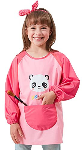 Tablier Peinture Enfant, Blouses De Peinture Enfant D'artiste Imperméables Avec Manches Longues Et Grandes Poches Pour Les 7 À 11 Ans (bleu, Rose Et Vert)