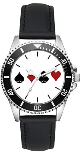 KIESENBERG Herrenuhr Kartenspiel Spielkarten Skat Fan Armbanduhr Geschenk Analog Quartz Lederarmband Uhr L-21151