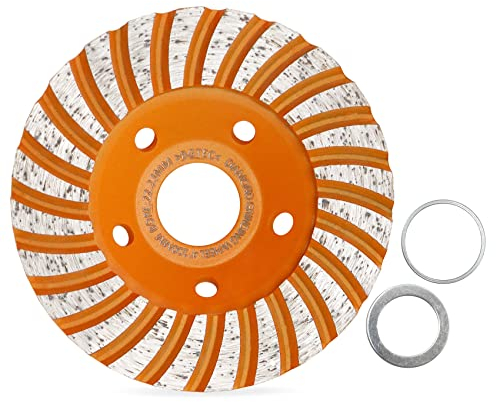 BGTEC Diamant-Schleiftopf für Beton - 100mm Winkelschleifscheibe mit 2 Stück Unterlegscheiben(22.23/15.875mm und 22.23/20mm) zum Schleifen von Granit, Marmor, Beton, Ziegel, Mauerwerk